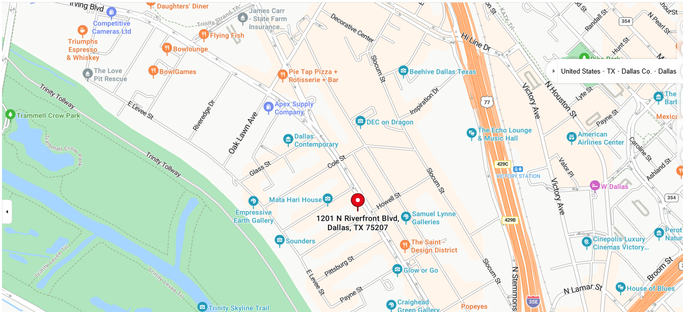 Office: 1201 N Riverfront Blvd., Suite 150, Dallas, TX 75207
